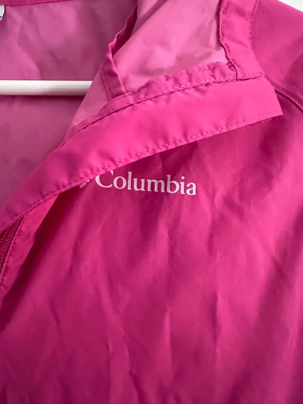 Columbia Girls XL 18/20 Switchback Rain Jacket Pink Magenta Hooded Full Zip